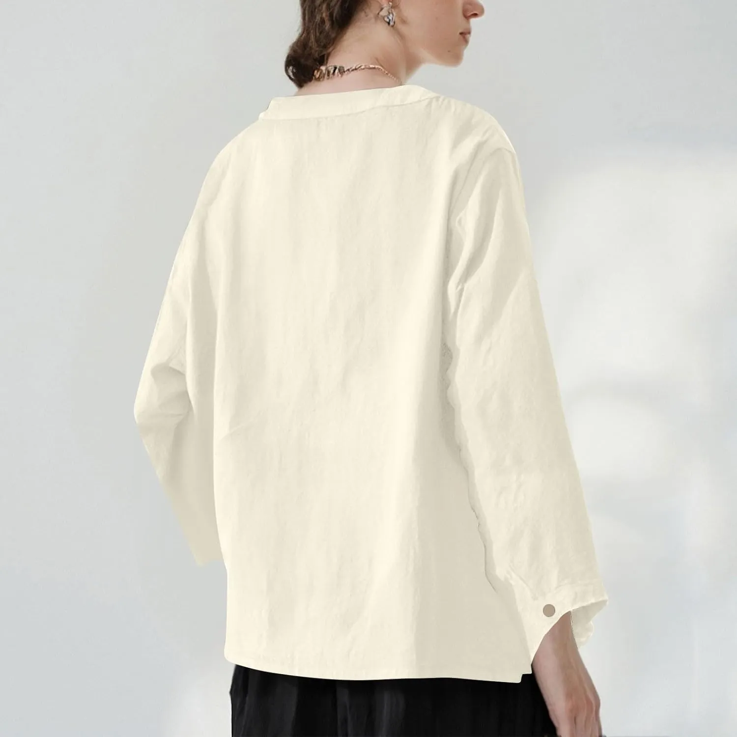 NBXNZWF Womens Cotton Linen Shirts 2025 Summer Plus Size Long Sleeve Top Dressy Casual Button Down Loose Gauze Blouses