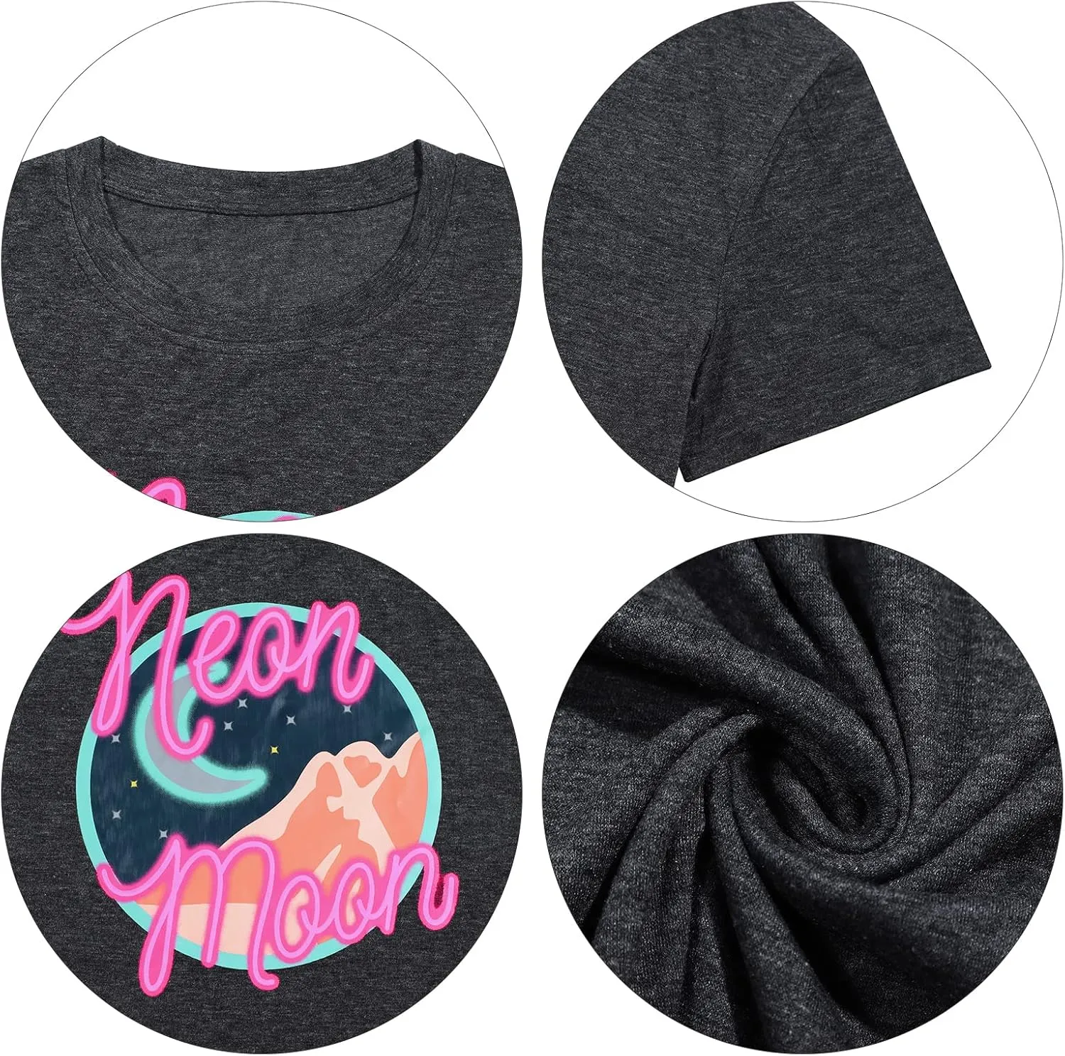 Neon Moon Shirt Women Country Music T Shirts Neon Shirts Western Graphic Tees Funny Summer Moon Stars Concert Tops