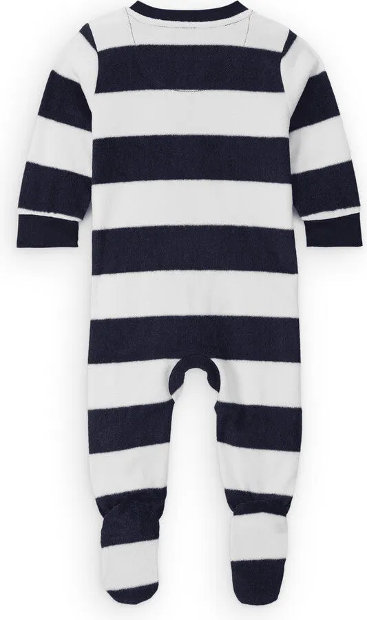 NIKE KID'S MICROFLEECED FOOTED NAVY/WHITE COVERALL