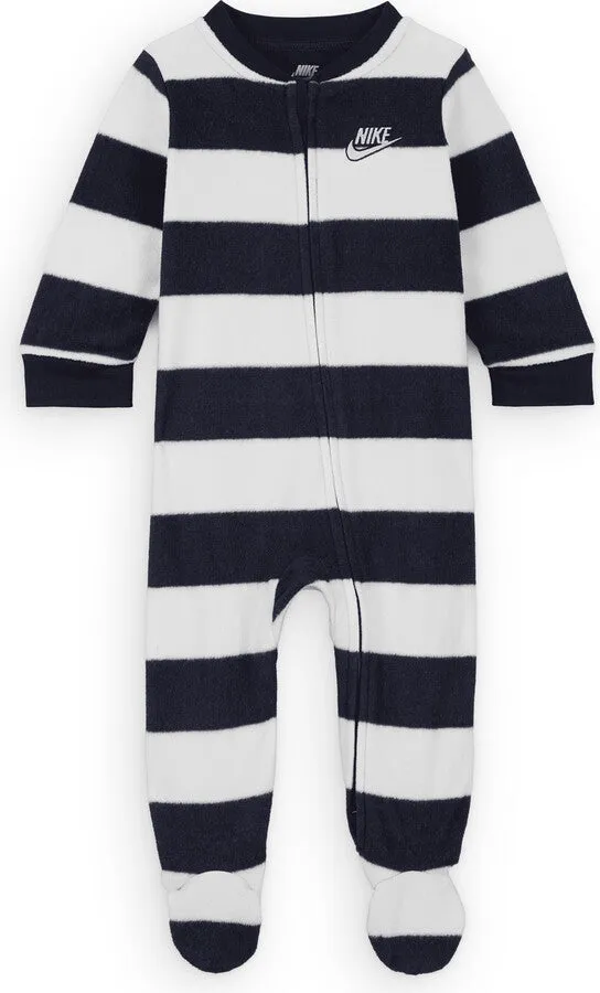 NIKE KID'S MICROFLEECED FOOTED NAVY/WHITE COVERALL