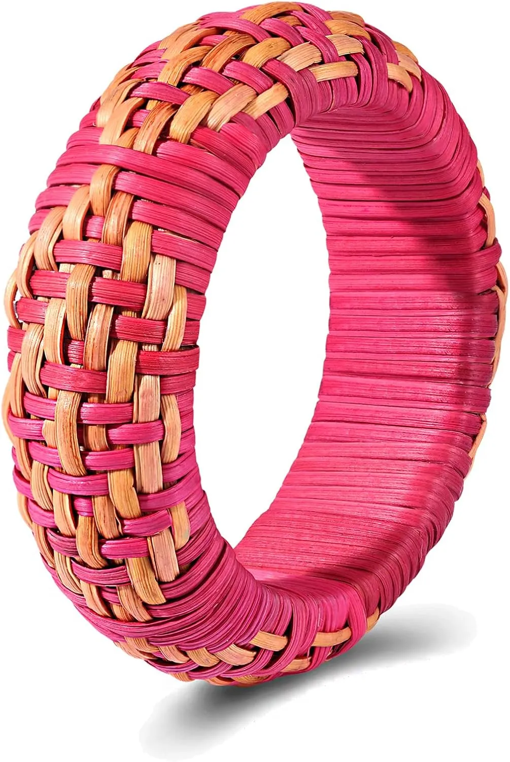 NVENF Rattan Bangle Bracelets for Women Chunky Woven Rattan Raffia Bracelet Bangles Bohemia Statement Bracelets Summer Beach Jewelry Accessories Gifts