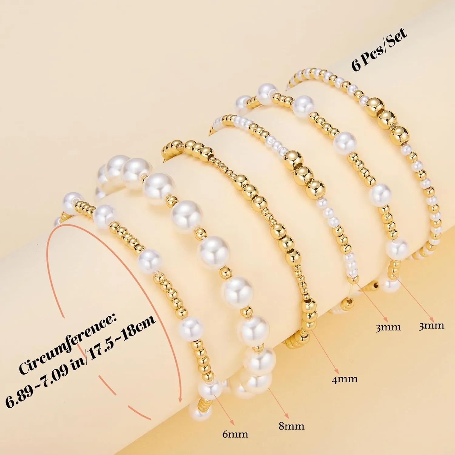 Ornaland Pearl Bracelets for Women Gold Beaded Bracelets Stackable Bracelets Set Stretch Summer Beach Jewelry for Women