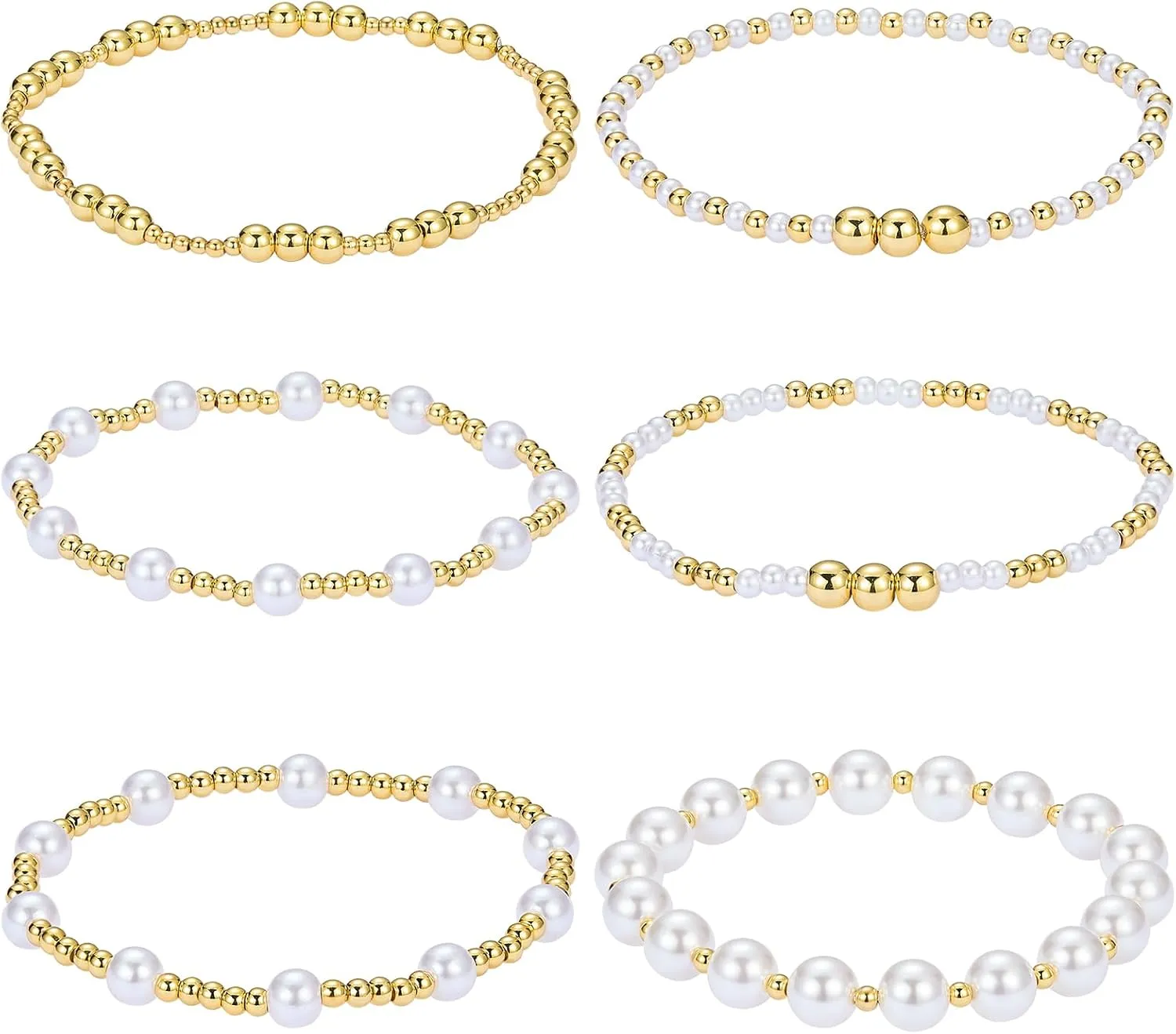 Ornaland Pearl Bracelets for Women Gold Beaded Bracelets Stackable Bracelets Set Stretch Summer Beach Jewelry for Women