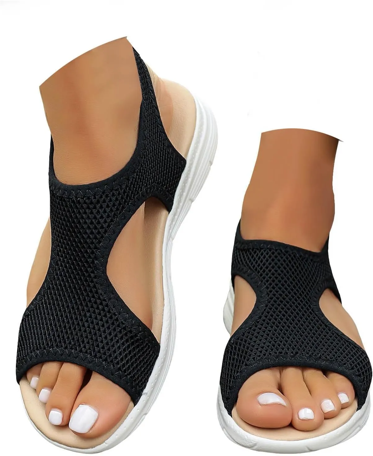Orthopedic Sandals for Women Slip On Solid Color Mesh Wedge Sandals Summer Fashion Sport Breathable Casual Sandals