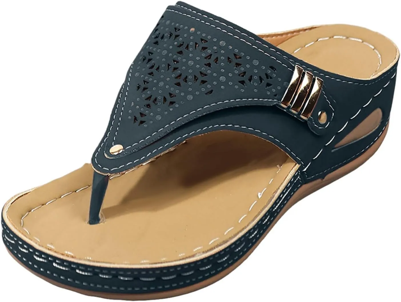 Orthopedic Sandals for Women, Summer Dressy Comfortable Sandals Arch Support Wedge 2025 Non Slip Flip Flops Slippers