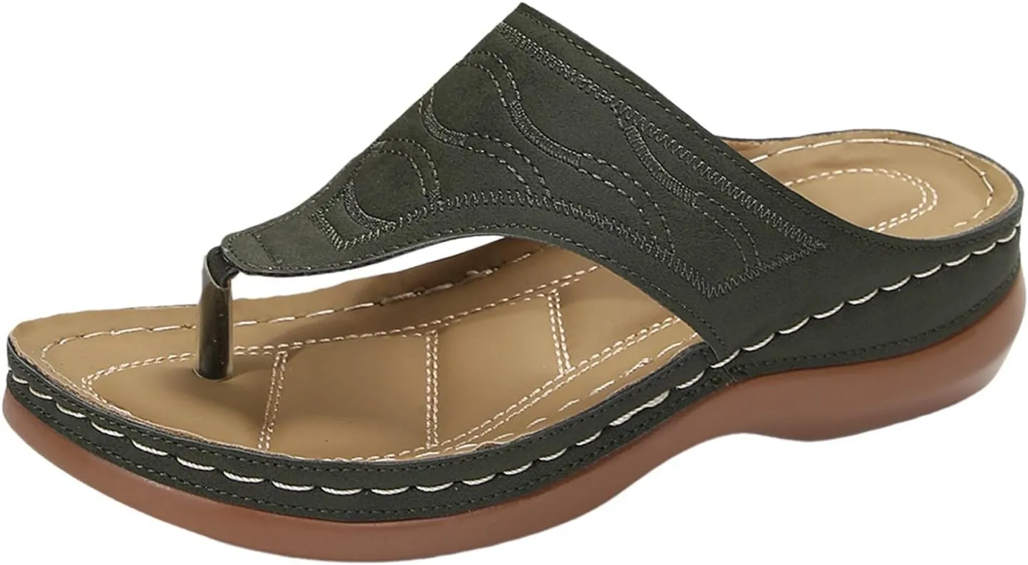 Orthopedic Sandals for Women Wide Width Comfort Orthotic Flip Flops Arch Support Wedge Slippers Walking Thong Sandals2
