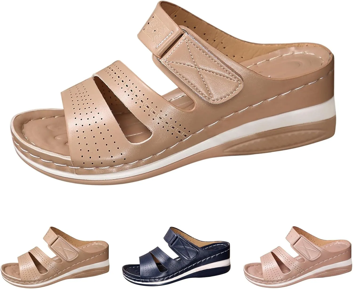 Orthopedic Wedge Sandals for Women 2025 Low Heels Arch Support Slingback Hollow Platform Beach Sandals Footwear