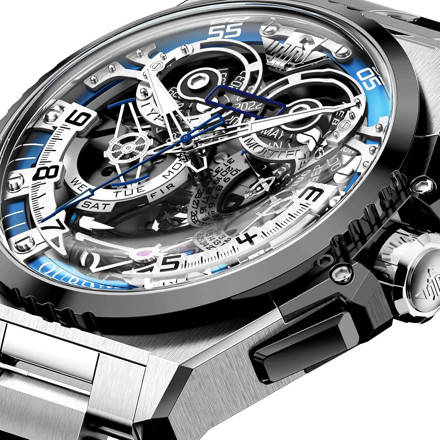 OUPINKE Automatic Skeleton Watches for Men Waterproof Sports Luxury Silicone Mechanical Self Winding Dress Tourbillon Watch