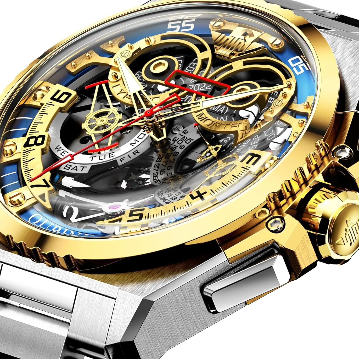OUPINKE Automatic Skeleton Watches for Men Waterproof Sports Luxury Silicone Mechanical Self Winding Dress Tourbillon Watch