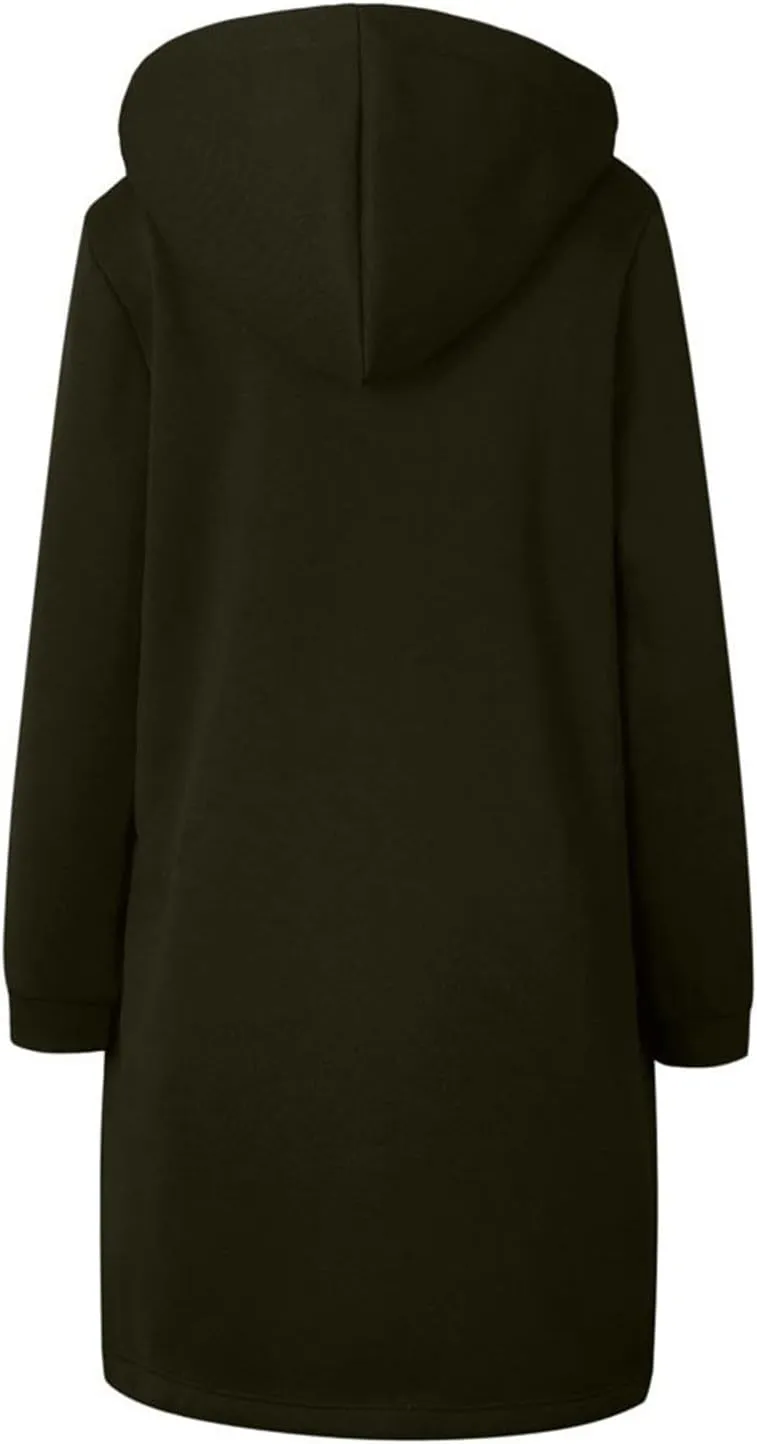 Oversized Hoodies for Women Zip Up Knee Length Tunic Sweatshirts Fall Casual Long Sleeve Hooded Jackets with Pockets
