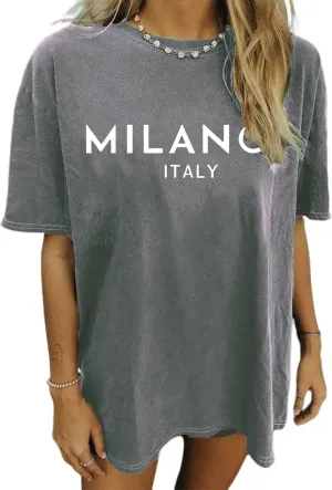 Oversized Tshirts for Women Graphic Tees Vintage Short-Sleeve Preppy Shirts Trendy Summer
