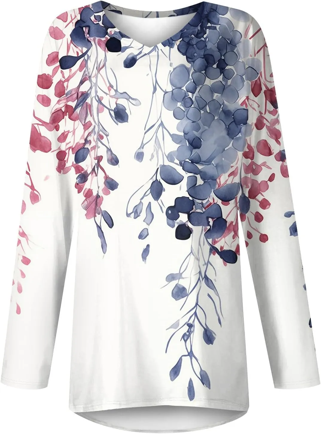 Oversized Tshirts for Women Long Sleeve Womens Tops Dressy Casual Fall V Neck Tunic Tops, Small-8X-Large