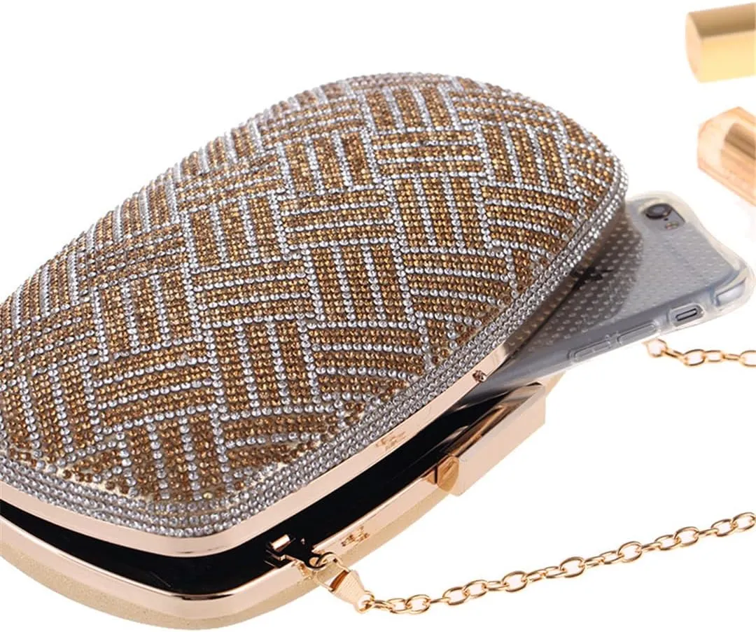 Party Evening Purse Handbag For Women Gold Diamond Wedding Clutch Bag