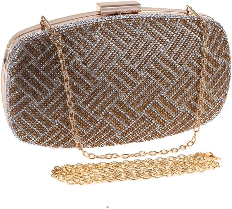 Party Evening Purse Handbag For Women Gold Diamond Wedding Clutch Bag