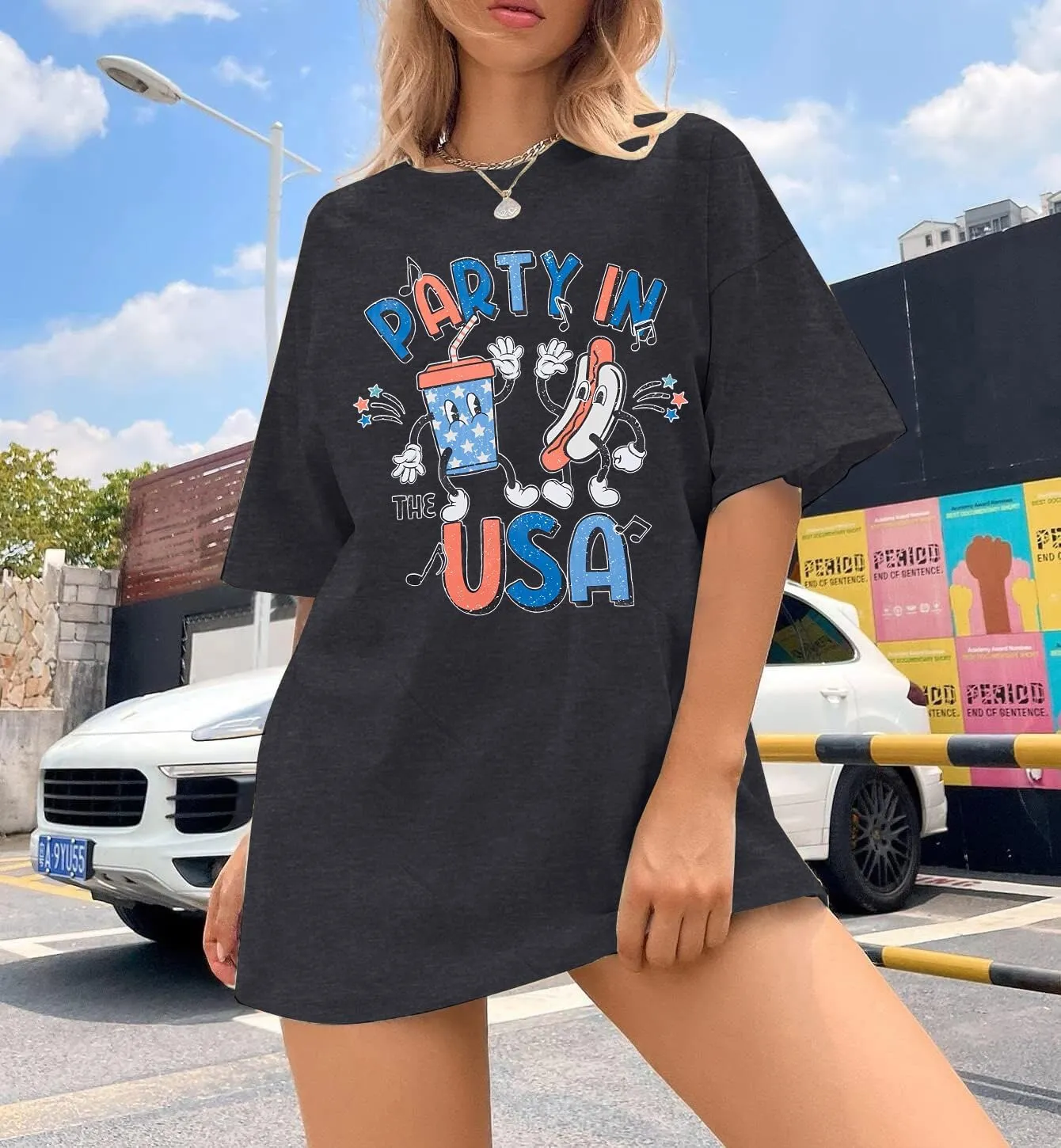 Party in The USA T-Shirt Women 4th of July Independence Day Shirts Funny Patriontic Graphic Short Sleeve Tee Tops