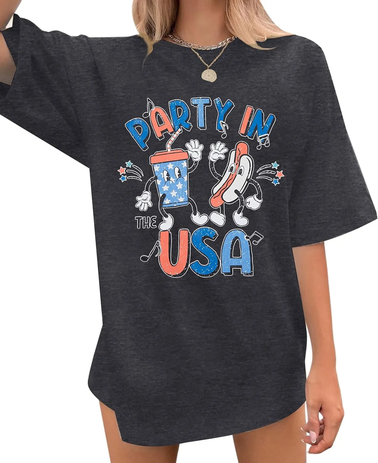 Party in The USA T-Shirt Women 4th of July Independence Day Shirts Funny Patriontic Graphic Short Sleeve Tee Tops