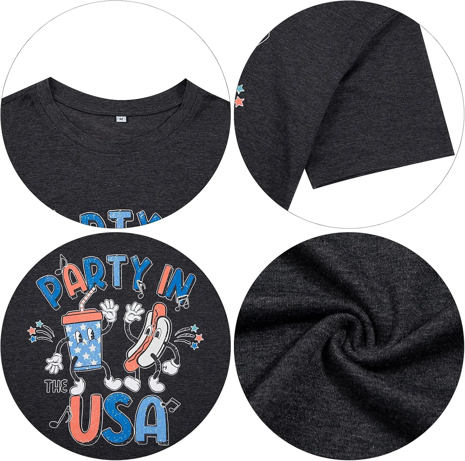 Party in The USA T-Shirt Women 4th of July Independence Day Shirts Funny Patriontic Graphic Short Sleeve Tee Tops
