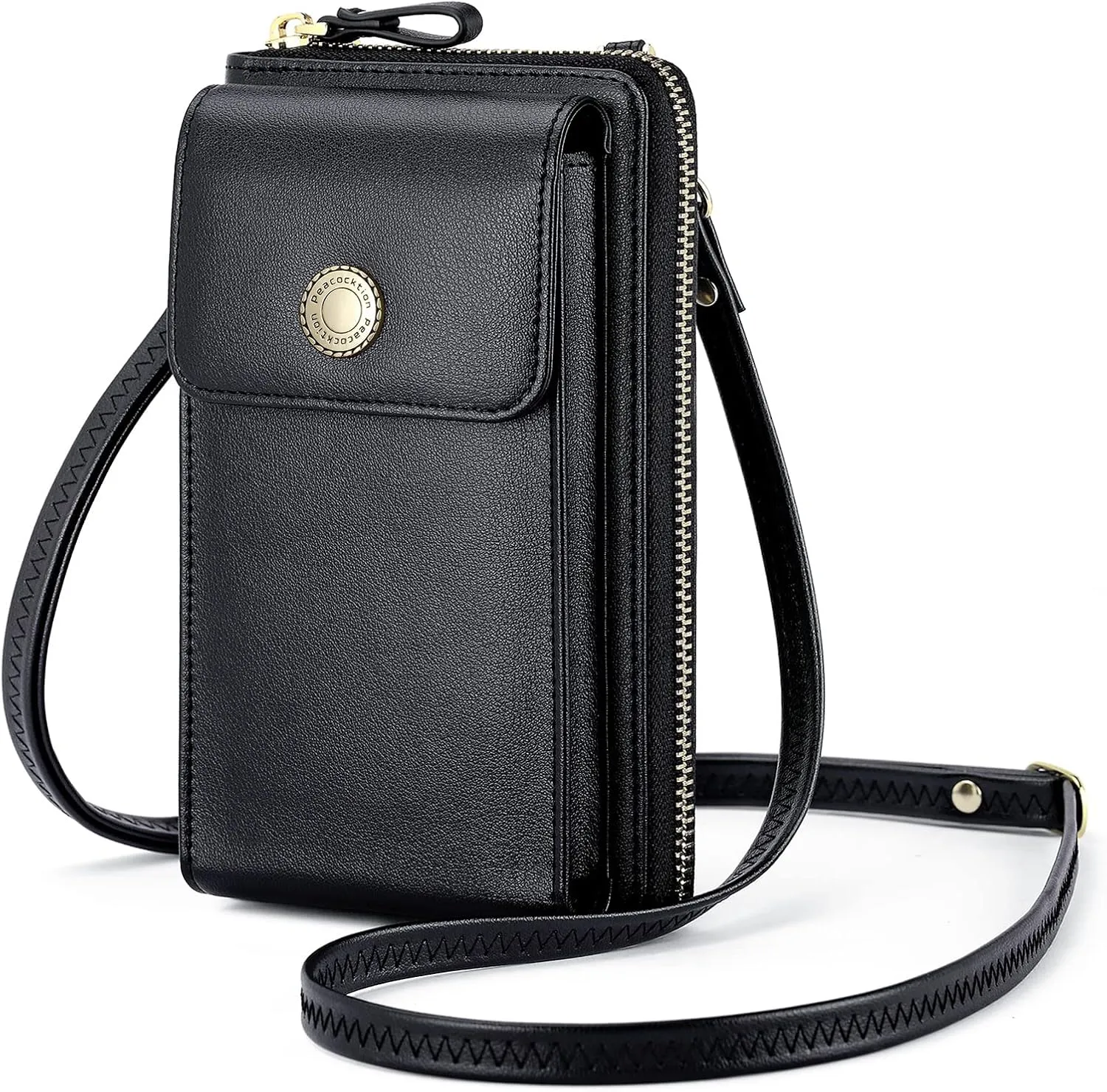 Peacocktion RFID Crossbody Wallet Purse for Women Small Travel Cell Phone Purses Trendy Vegan Leather Bags with Card Slots