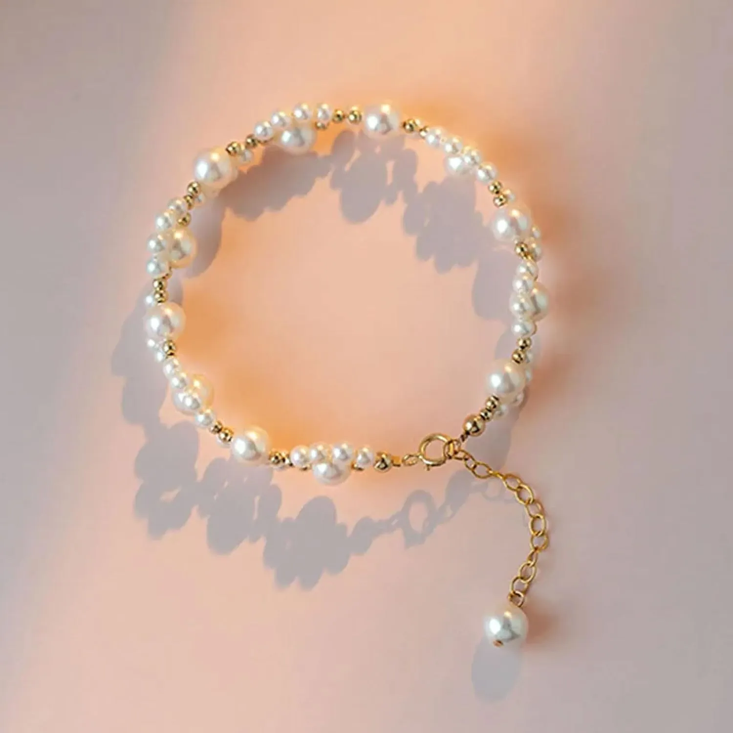 Pearl Bracelet for Women Gifts Trendy Stuff Dainty Bracelet White Baroque Pearl Wrist Bracelets Bridesmaid Bridal Wedding Jewelry Gifts