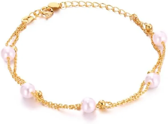 Pearl Bracelets for Women Bow Pearl Bracelet Beaded Stretch Bracelets Gold Pearl Bracelet Handmade White Beaded Prom Bridesmaid Wedding Fashion Jewelry Gifts