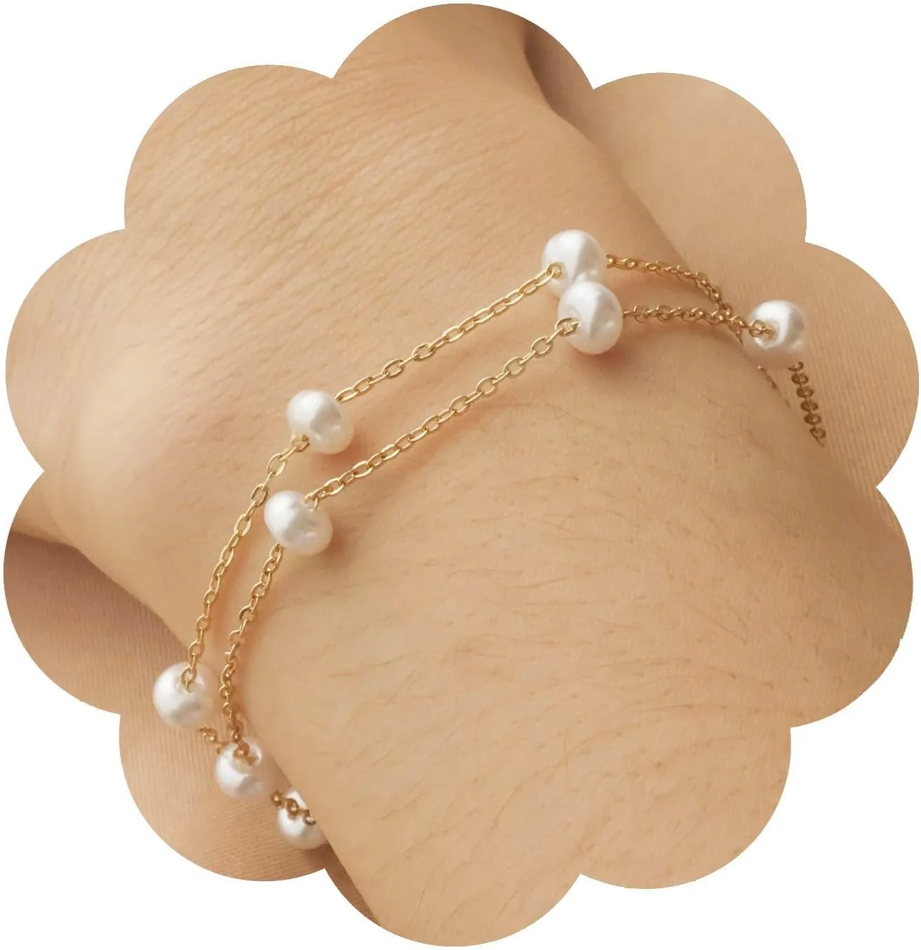 Pearl Bracelets for Women, Gold Pearl Bracelet, Pearl Bracelets for Women Gold, Freshwater Pearl Bracelet, Dainty Pearl Bracelet, 14K Gold Plated Bracelets, Dainty Pearls Beaded Chain