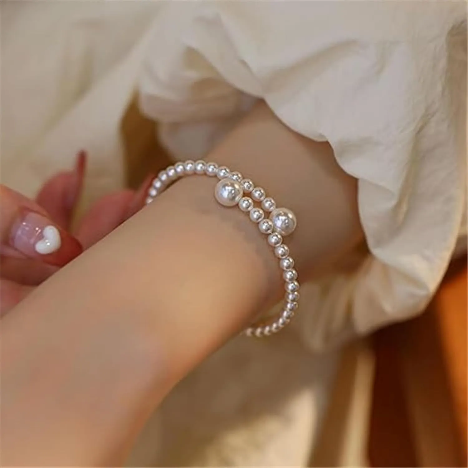 Pearl Bracelets for Women Trendy Stuff Dainty Gold Pearl Bracelet for Women Pearl Beaded Bracelets Stretch Stackable Bracelets Bridesmaid Jewelry Gifts