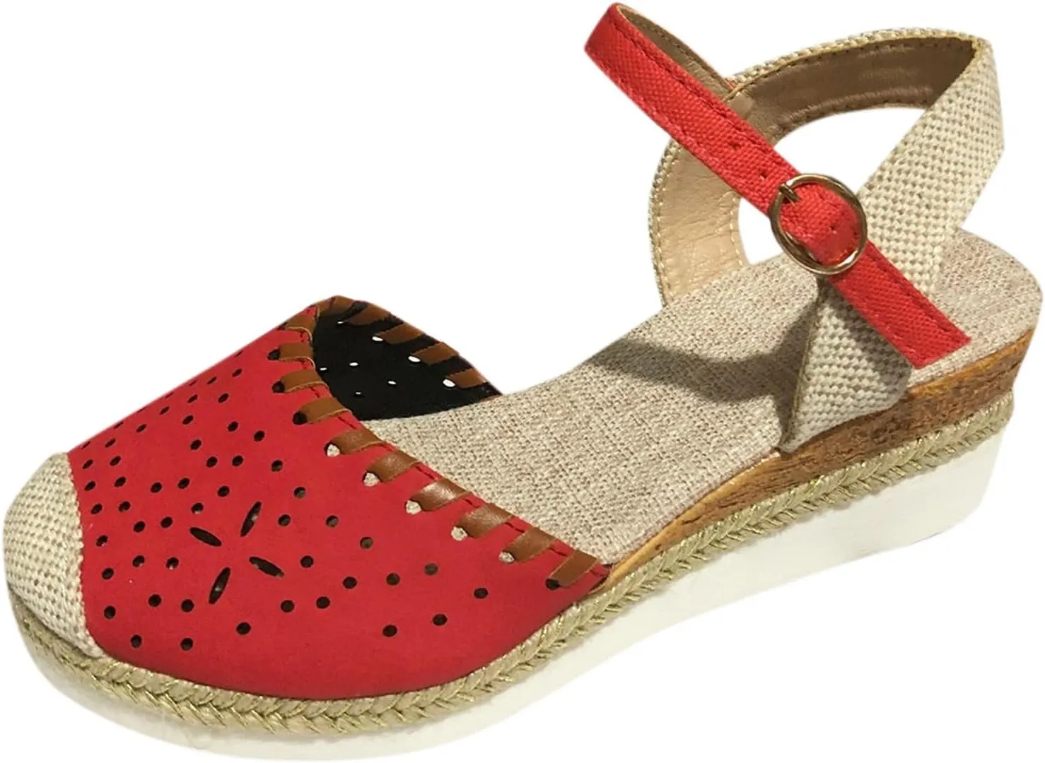 peqiut Women's Sandal Dressy Summer Platform Wedge Sandals for Women Slip On Comfortable Espadrille Heel Sandals Strap Shoes
