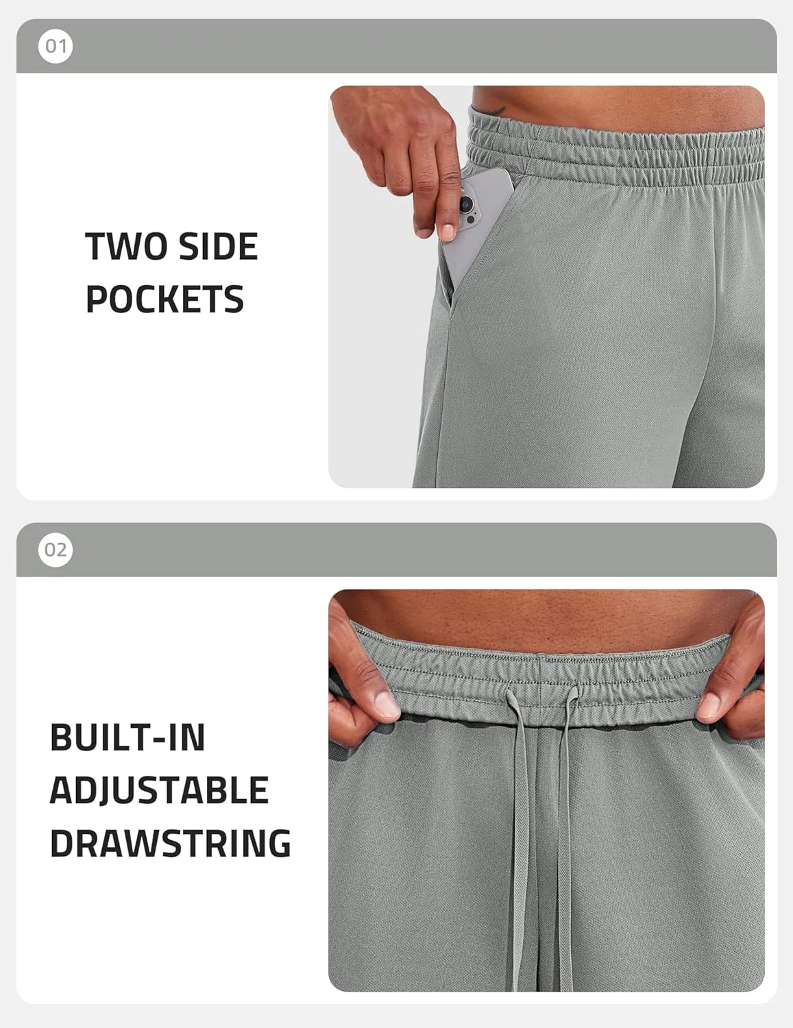 PINSPARK Mens Basketball Shorts with Pockets - 10" Quick Dry Lightweight Athletic Shorts Mesh Gym Shorts for Men