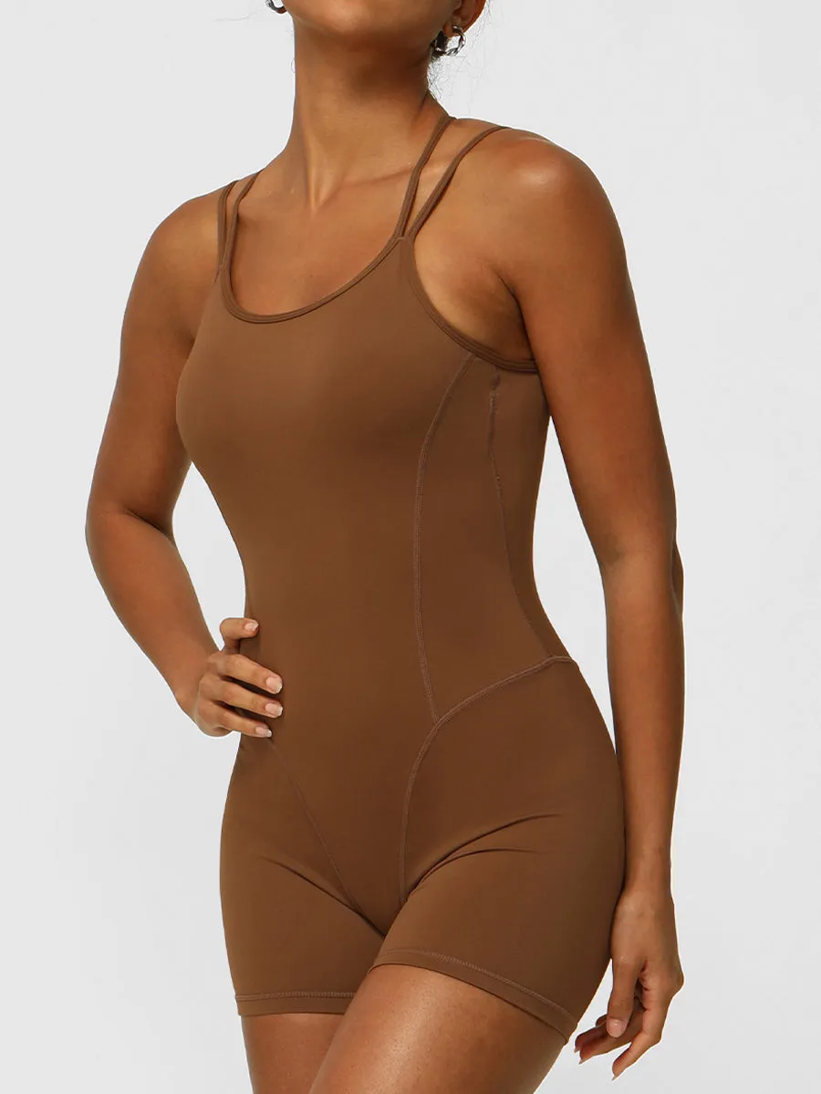 Plain Backless Cami Unitards Skin-Friendly Sleeveless Romper