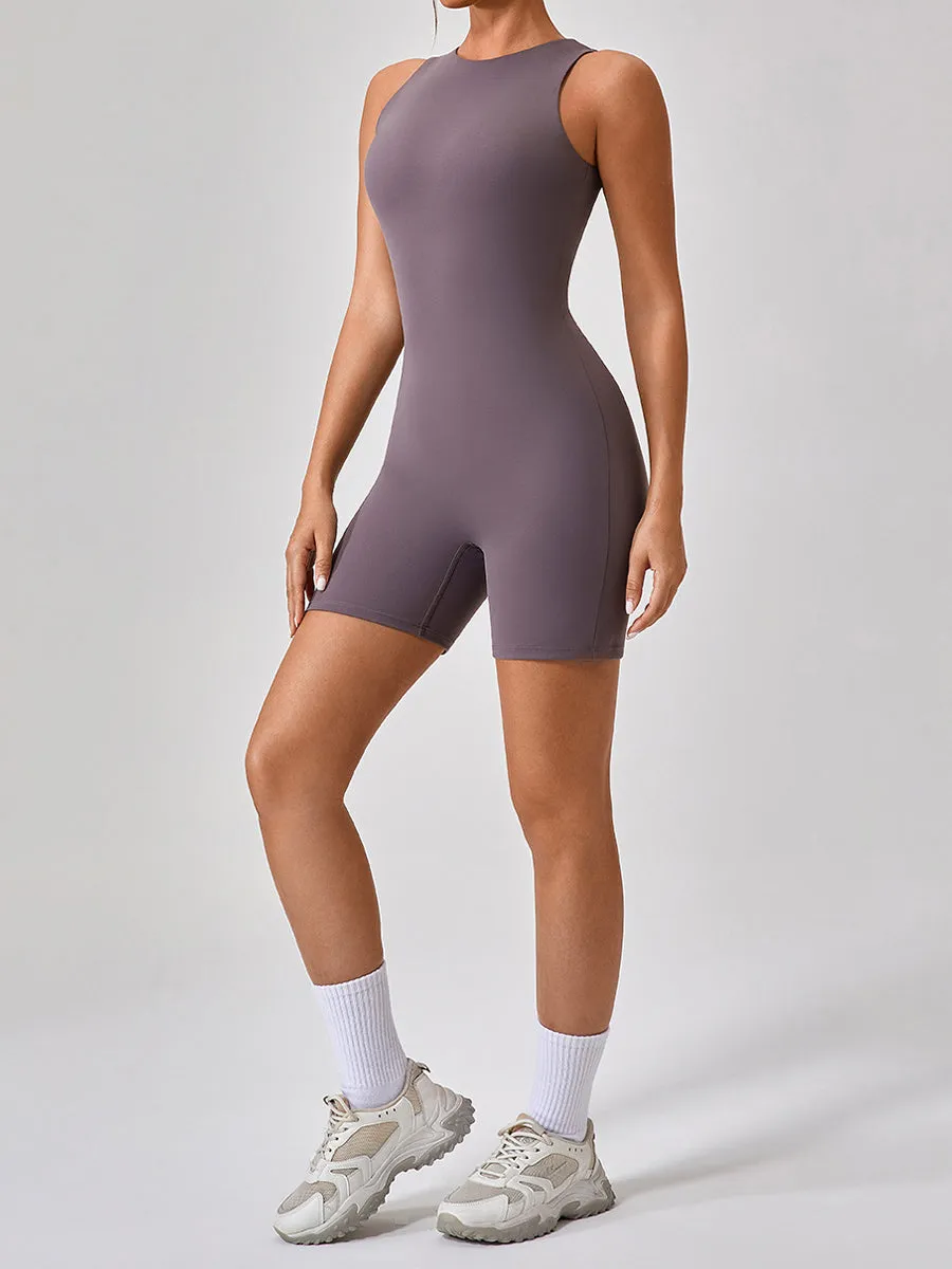 Plain Women Unitards Skin-Friendly Sleeveless Romper