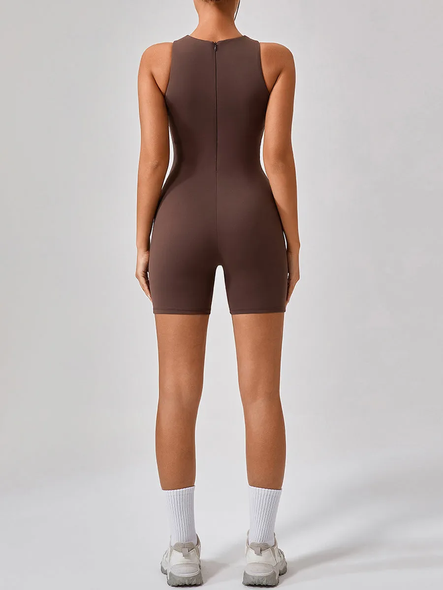 Plain Women Unitards Skin-Friendly Sleeveless Romper