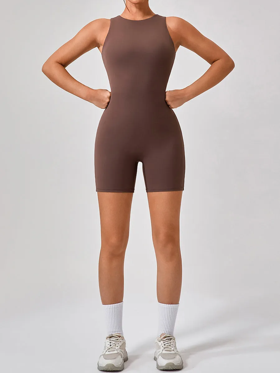 Plain Women Unitards Skin-Friendly Sleeveless Romper