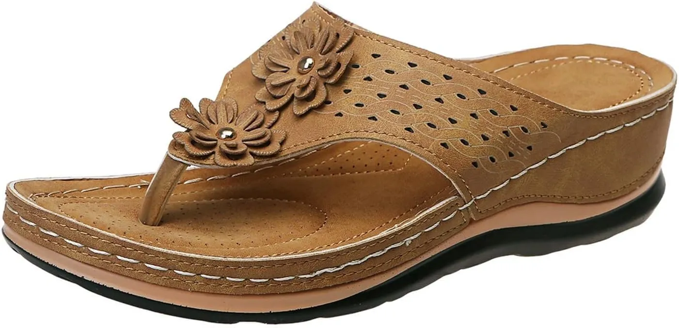 Platform Flip Flops for Women Comfort Wear Orthopedic Shoes Casual Walking Sandals Anti-Slip Outdoor Footwear Lightweight Wedge Sandals Comfortable Beach Shoes Arch Support Orthowear 2025 Fashion