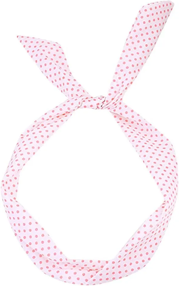 Polka Dot Print Headband for Women Paisley Bow Hair Bands Boho Knotted Tie Sweat Wicking Head Wraps (White-C, One Size)