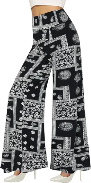 QGGQDD Wide Leg Palazzo Pants for Women - Casual Soft High Waist Lounge Pants Loose Comfy Stretchy Trousers