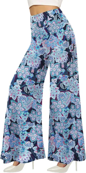 QGGQDD Wide Leg Palazzo Pants for Women - Casual Soft High Waist Lounge Pants Loose Comfy Stretchy Trousers