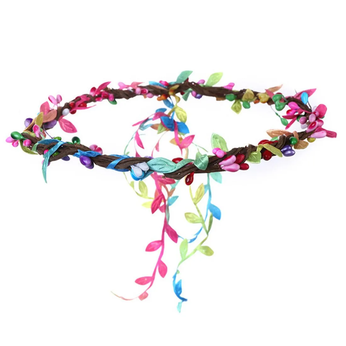 Qhome Flower Crown Wedding Hair Accessories Bridal Girls Headwear Hairbands Beach Leaf Berry Wreath Headband