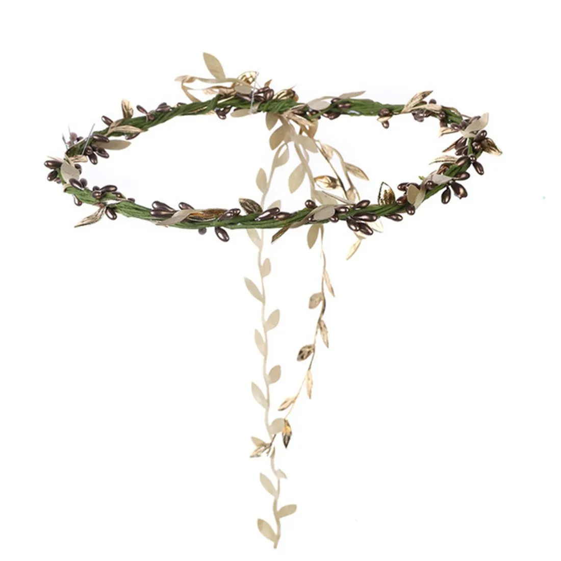Qhome Flower Crown Wedding Hair Accessories Bridal Girls Headwear Hairbands Beach Leaf Berry Wreath Headband