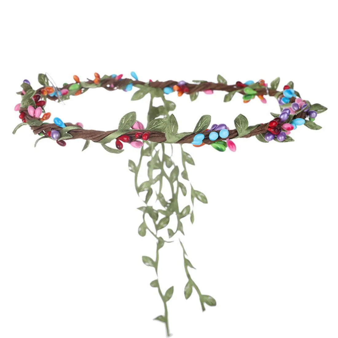Qhome Flower Crown Wedding Hair Accessories Bridal Girls Headwear Hairbands Beach Leaf Berry Wreath Headband