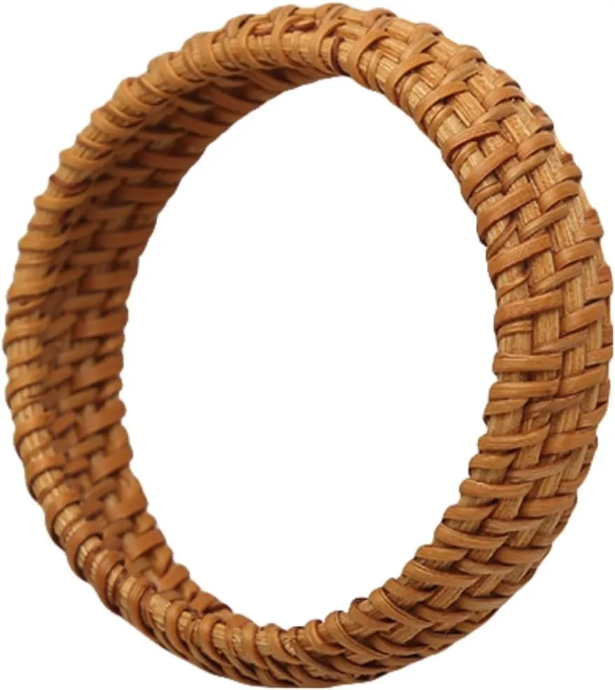 Rattan Bracelet Handmade Straw Wicker Braid Cuff Bangle Lightweight Bohemian Rattan Woven Chunky Bracelets for Women