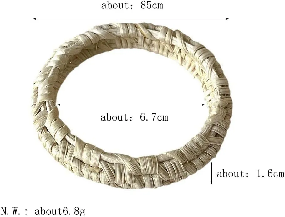 Rattan Bracelet Handmade Straw Wicker Braid Cuff Bangle Lightweight Bohemian Rattan Woven Chunky Bracelets for Women