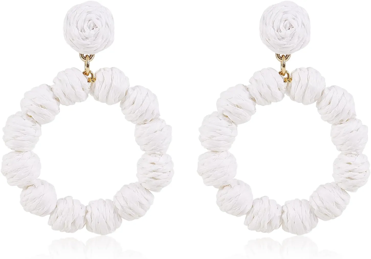Rattan Earrings for Women Rattan Hoop Earrings Handmade Woven Straw Wicker Earrings Bohemian Statement Summer Beach Jewelry