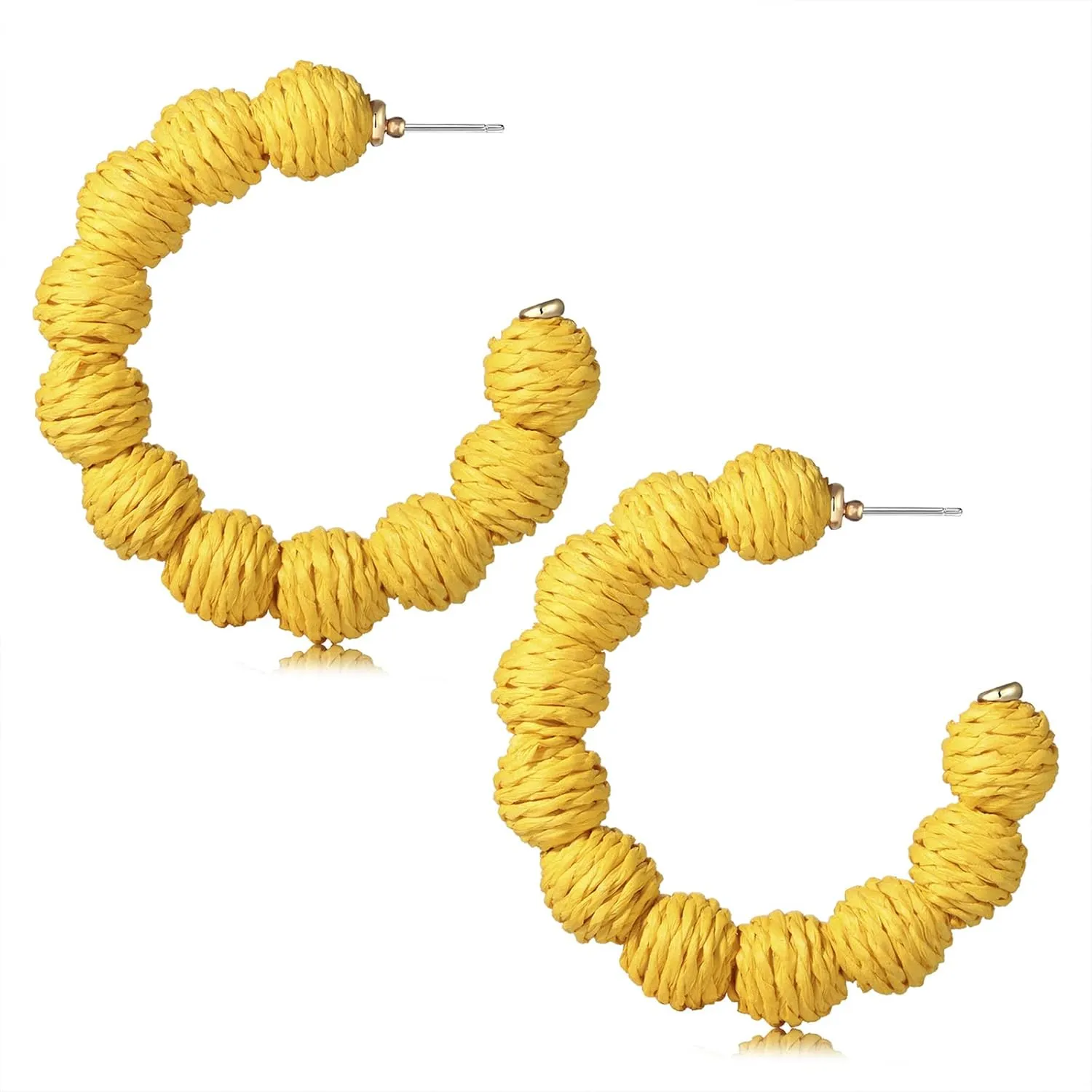 Rattan Earrings Statement Rattan Hoop Earrings for Women Woven Bohemian Earrings Handmade Straw Wicker Braid Big Drop Dangle Earrings for Women Summer Beach Jewelry
