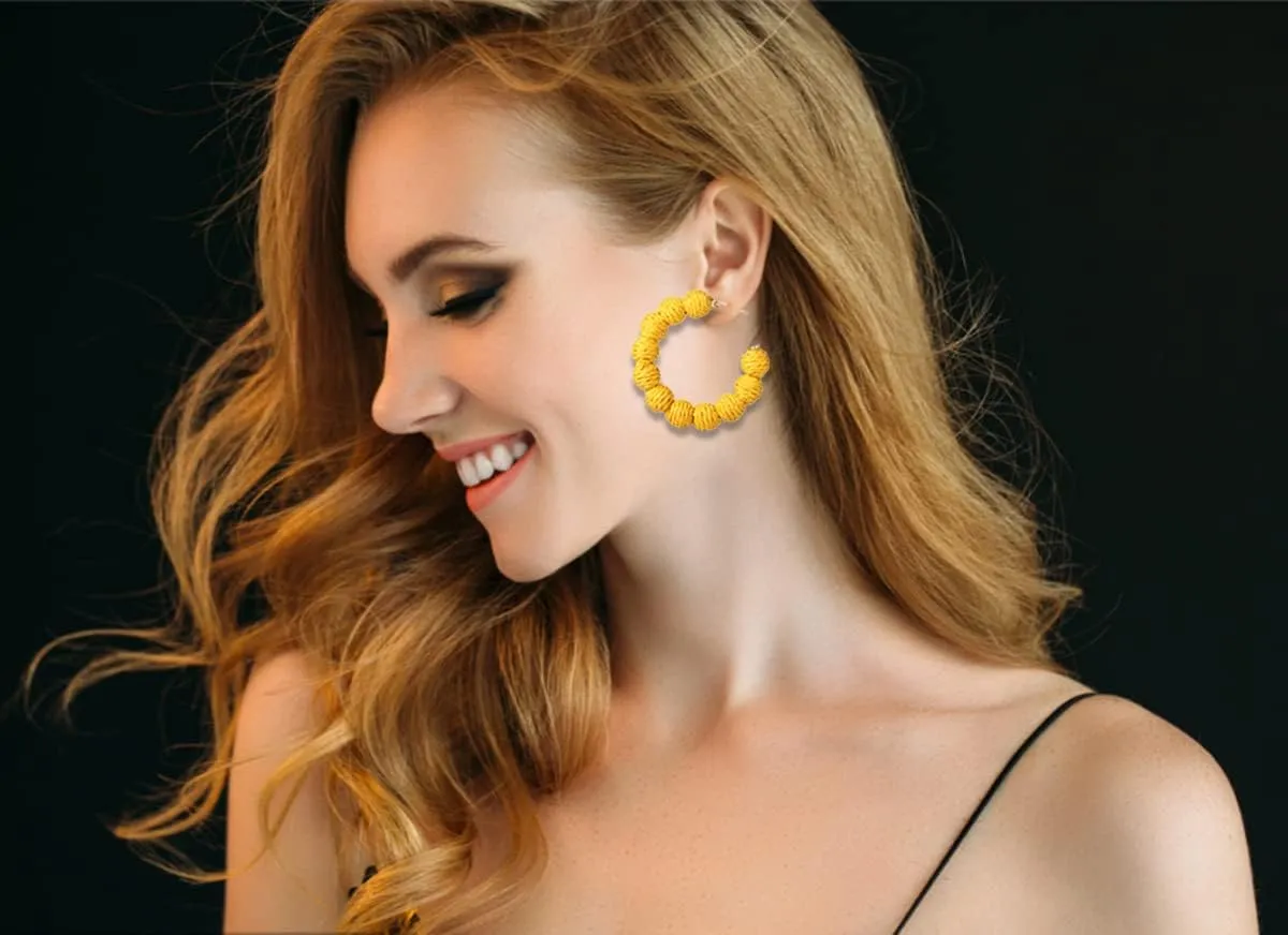 Rattan Earrings Statement Rattan Hoop Earrings for Women Woven Bohemian Earrings Handmade Straw Wicker Braid Big Drop Dangle Earrings for Women Summer Beach Jewelry