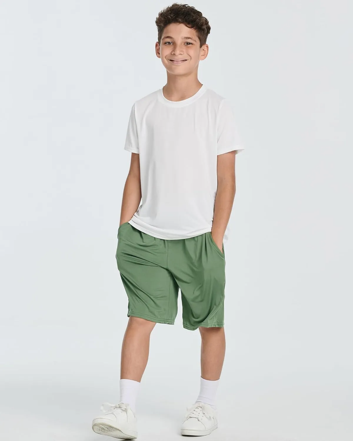 Real Essentials 5 Pack: Youth Dry-Fit Wicking Active Athletic Performance Short Sleeve T-Shirt Boys & Girls Shirts