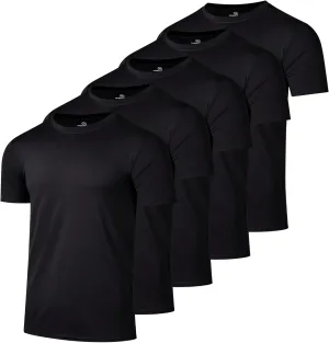 Real Essentials 5 Pack: Youth Dry-Fit Wicking Active Athletic Performance Short Sleeve T-Shirt Boys & Girls Shirts