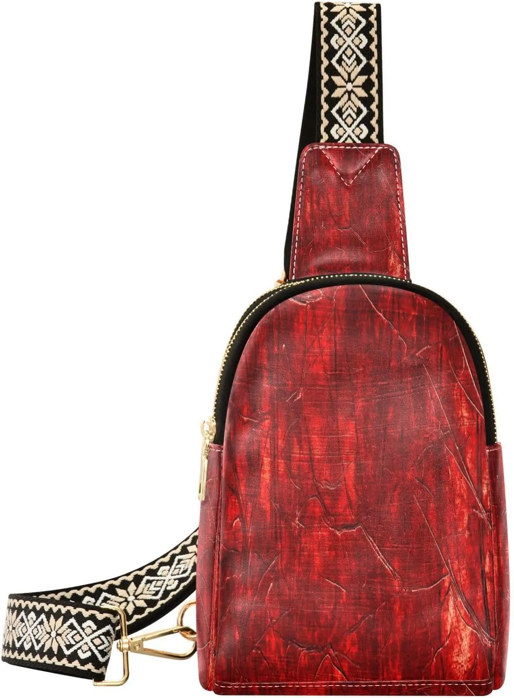 Red Scary Bloody Wall Fanny Pack Crossbody PC Leather Small Sling Bag for Women Horror Halloween Fashion Waist Packs Chest Bag for Travel Sports Running Hiking