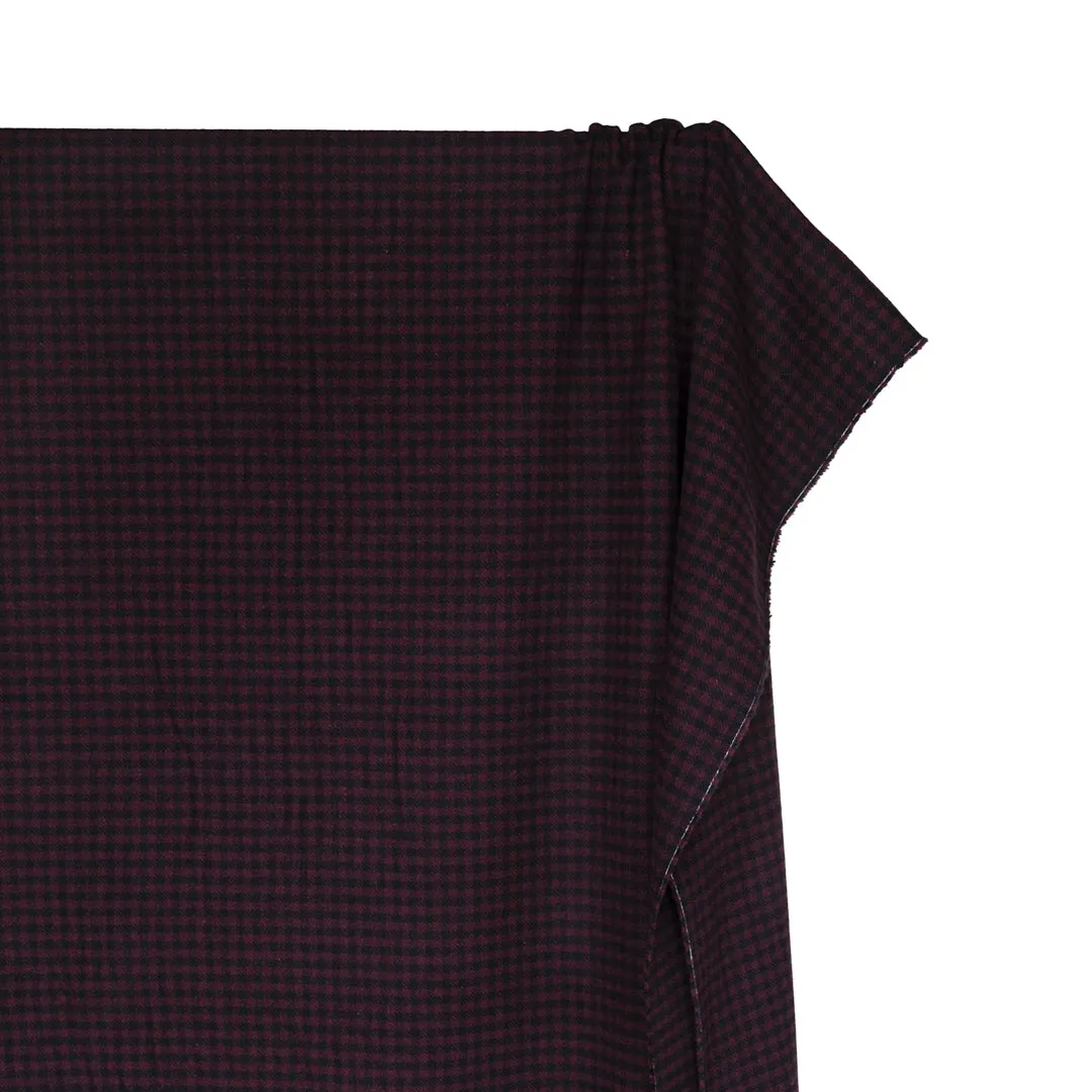 Remnant - 70cm- Deadstock Checked Wool Blend Coating - Merlot/Midnight Blue