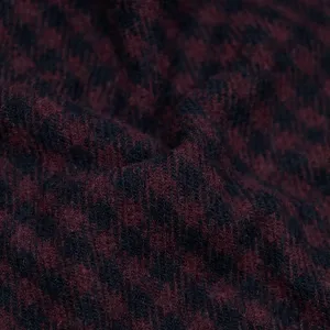 Remnant - 70cm- Deadstock Checked Wool Blend Coating - Merlot/Midnight Blue