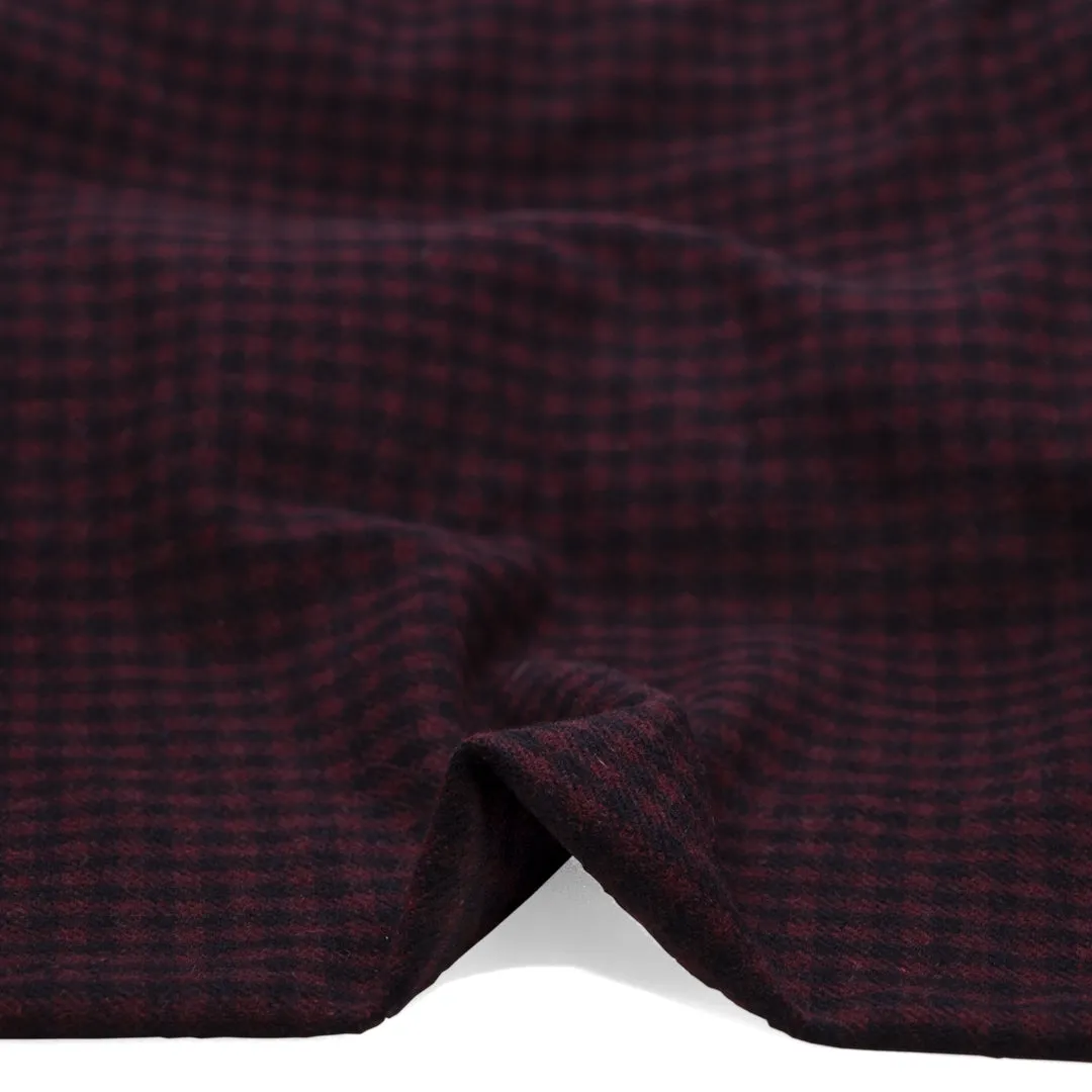 Remnant - 70cm- Deadstock Checked Wool Blend Coating - Merlot/Midnight Blue